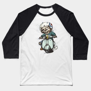 Skeleton on Scooter Funny Moped Baseball T-Shirt